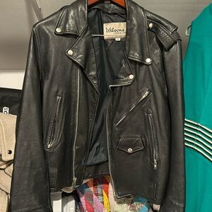 Vintage Wilson black leather motorcycle jacket